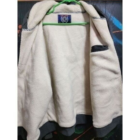 U.S Life Men's Gray Hooded Zip Up Fleece Lined Insulated Sleeves SZ L #180 - Picture 5 of 7